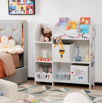 Kids Toy and Book Organizer Children Wooden Storage Cabinet with Storage Bins