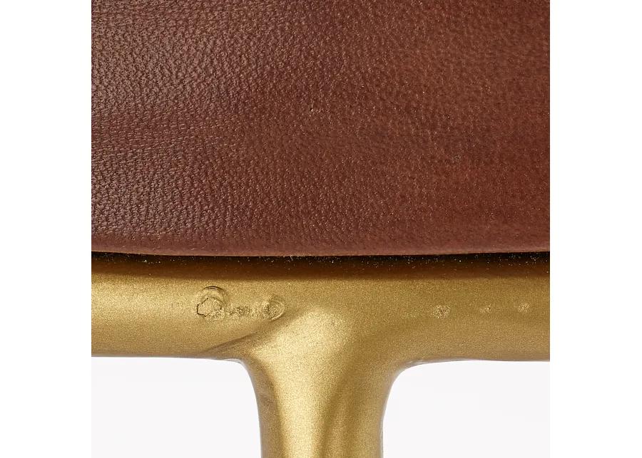 Henry Round Brown Leather Counter Stool