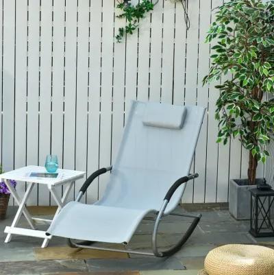 Grey Patio Comfort: Zero Gravity Rocker Chair with Detachable Pillow