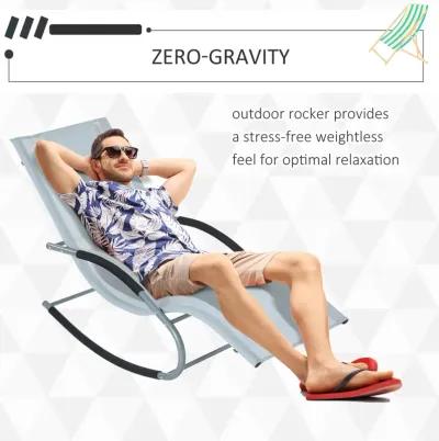 Grey Patio Comfort: Zero Gravity Rocker Chair with Detachable Pillow