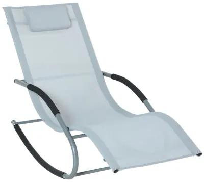 Grey Patio Comfort: Zero Gravity Rocker Chair with Detachable Pillow