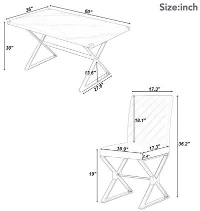 Merax 7-Piece Modern Gold Frame Dining Table Set