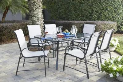 Paloma Patio Dining Chairs, Light Gray Sling, Steel Frame, 6-Pack