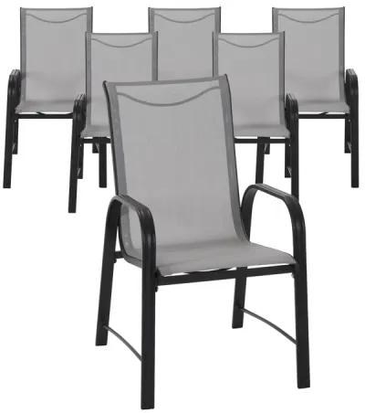 Paloma Patio Dining Chairs, Light Gray Sling, Steel Frame, 6-Pack