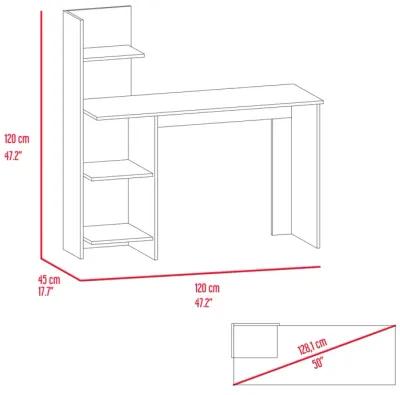 Vilna 120 Writing Desk, Four Shelves - Smokey Oak