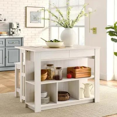 Modway Meadowbrook 3-Piece Kitchen Island and Stool Set