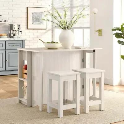 Modway Meadowbrook 3-Piece Kitchen Island and Stool Set