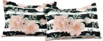 Amara Watercolor Rose Comforter Black/Dusty Rose 7Pc Set King