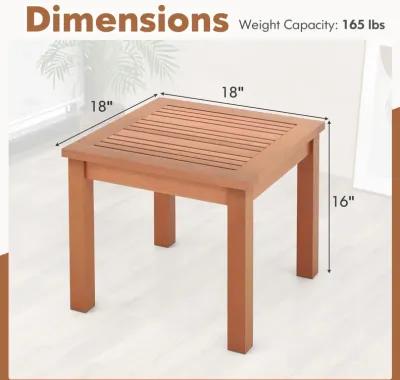 18 Inch Square End Outdoor Adirondack Side Table with Slatted Tabletop