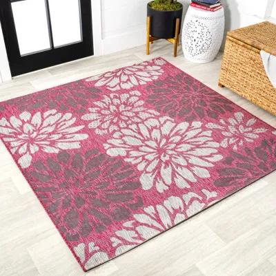 Zinnia Modern Floral Textured Weave Indoor/Outdoor Area Rug