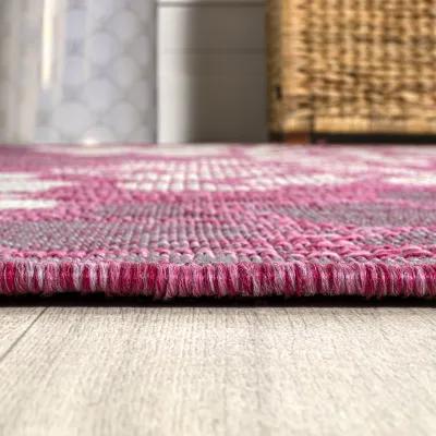 Zinnia Modern Floral Textured Weave Indoor/Outdoor Area Rug