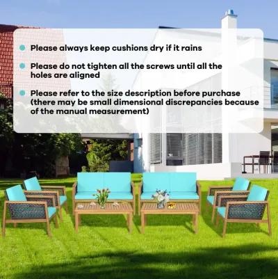 4 Pieces Patio Rattan Furniture Set with Removable Cushions