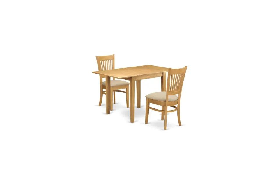 East West Furniture Dining Room Set Oak, NDVA3-OAK-C