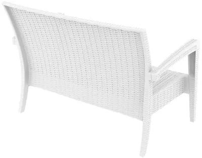 35" White Outdoor Patio Loveseat with Sunbrella Cushion