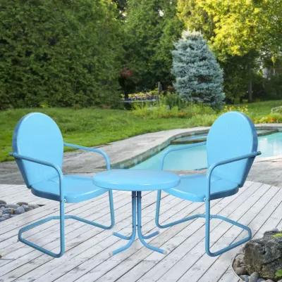 3-Piece Retro Metal Tulip Chairs and Side Table Outdoor Set Lime Green