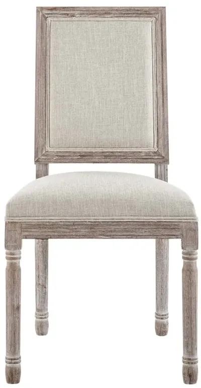 Modway Court French Vintage Upholstered Fabric Dining Chair in Beige