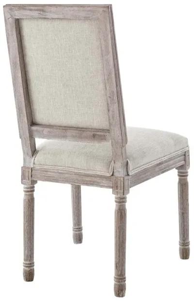 Modway Court French Vintage Upholstered Fabric Dining Chair in Beige