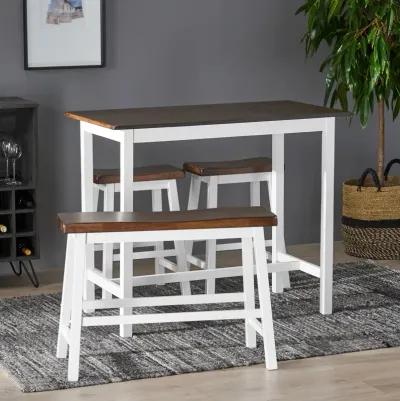 Merax  Farmhouse 4 Pieces  Dining Table Chair Bench Set