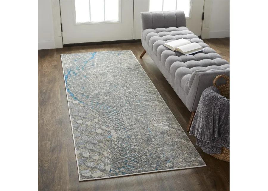 Azure 3403F Blue/Silver/Gray 2'10" x 7'10" Rug