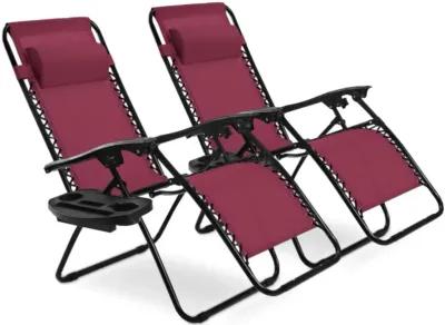 Hivvago 2 Pieces Folding Lounge Chair with Zero Gravity