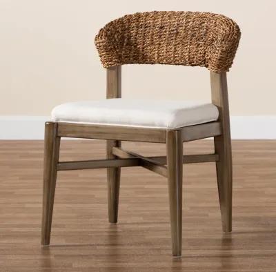 Bali & Pari Chloe Modern Walnut Brown Finished Mahogany Wood and Natural Dining Chair