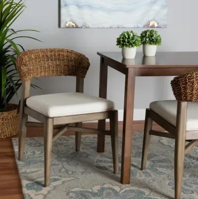 Bali & Pari Chloe Modern Walnut Brown Finished Mahogany Wood and Natural Dining Chair