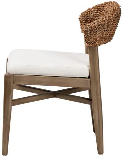 Bali & Pari Chloe Modern Walnut Brown Finished Mahogany Wood and Natural Dining Chair