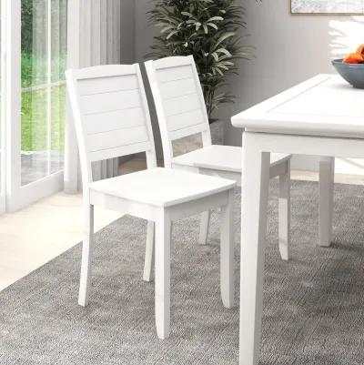 Wood Dining Chair Set of 2 Armless Kitchen Chairs with Rubber Wood Legs