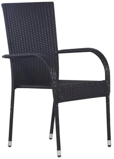 vidaXL Stackable Outdoor Chairs 6 pcs Poly Rattan Black