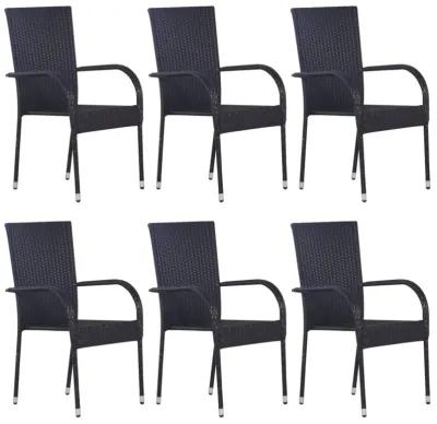 vidaXL Stackable Outdoor Chairs 6 pcs Poly Rattan Black