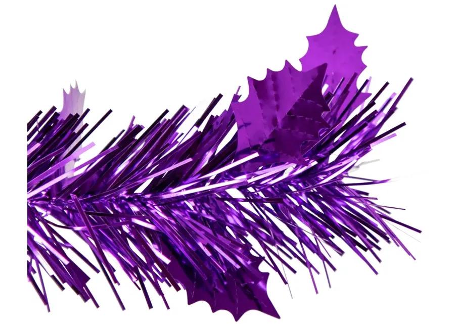 6' Pre-Lit Purple Tinsel Pop-Up Artificial Christmas Tree  Clear Lights