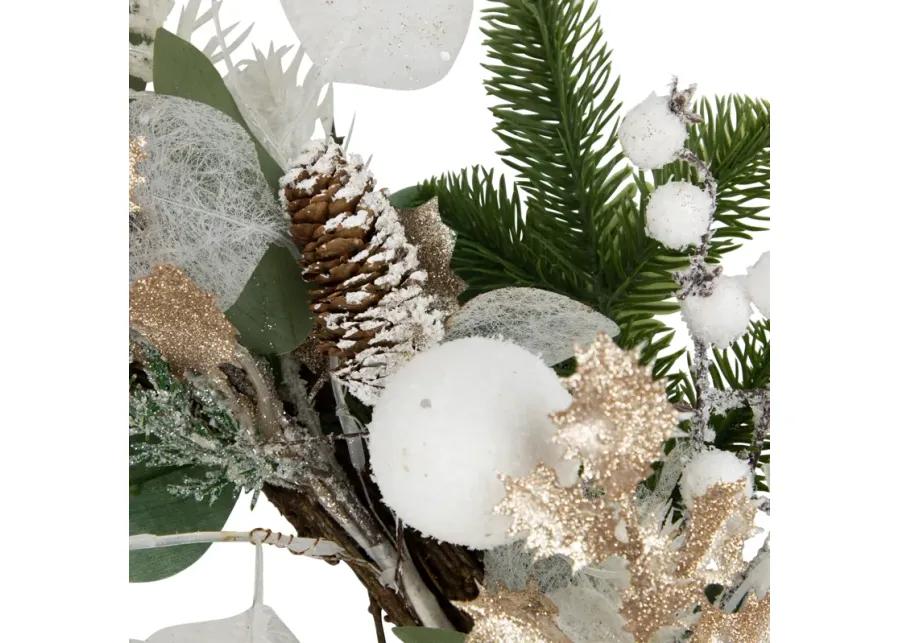 Sage Green and White Artificial Christmas Wreath  24-Inch  Unlit