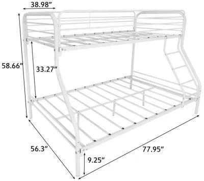 Heavy Duty Twin-Over-Full Metal Bunk Bed, Easy Assembly With Enhanced Upper-Level Guardrail