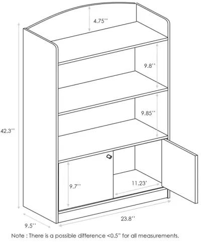 KidKanac Bookshelf with Storage Cabinet, Pink