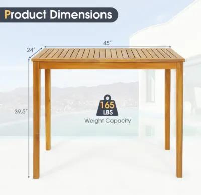 Hivvago Rectangular Indoor and Outdoor Bar Height Table for Garden