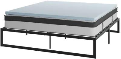 Leo 14 Inch Metal Platform Bed Frame with 12 Inch Pocket Spring Mattress in a Box and 2 Inch Cool Gel Memory Foam Topper - King