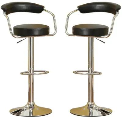 Set Of 2 Black Faux Leather Bar Stools