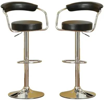 Set Of 2 Black Faux Leather Bar Stools