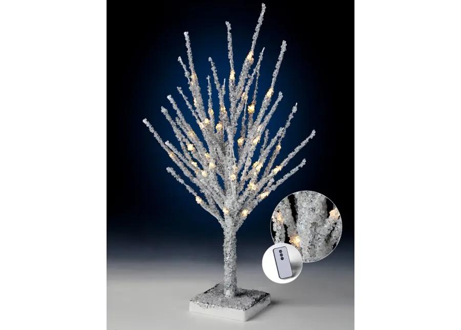 2' Pre-Lit Silver Artificial Christmas Tree  Warm White LED Lights