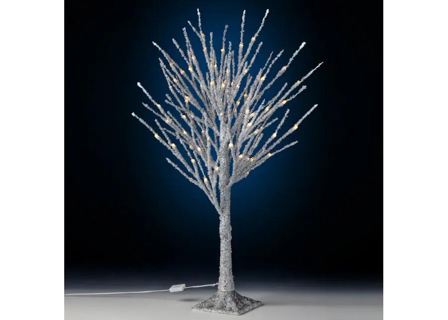 2' Pre-Lit Silver Artificial Christmas Tree  Warm White LED Lights