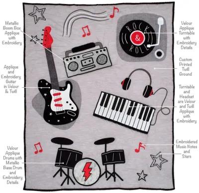 Lambs & Ivy Rock Star Musical Instruments 3-Piece Baby Crib Bedding Set - Gray