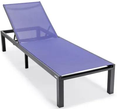 LeisureMod Marlin Patio Chaise Lounge Chair With Black Aluminum Frame