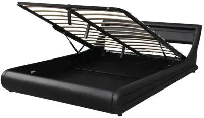 Upholstered PU Leather Platform Bed With A Hydraulic Storage System With LED Light Headboard