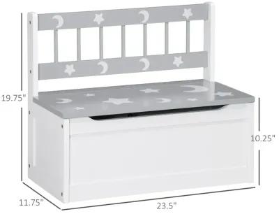 2-IN-1 Toy Chest, Kids Storage Bench Cabinet with Safety Pneumatic Rod, Grey