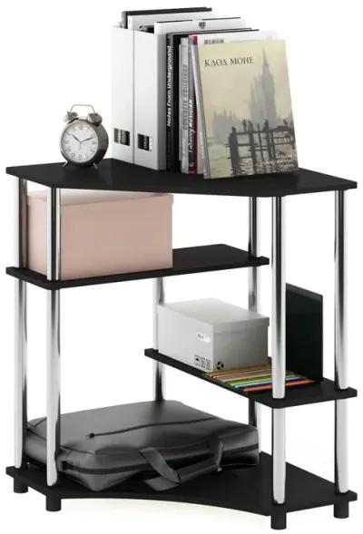 Furinno Furinno Turn-N-Tube Space Saving Corner Desk with Shelves, Americano, Stainless Steel Tubes