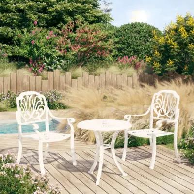 vidaXL 3 Piece Bistro Set Cast Aluminum White