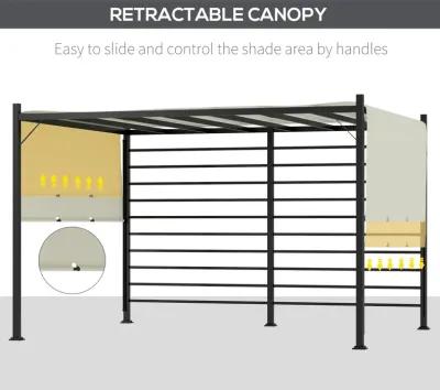 Beige Backyard Shade: 12x10 ft Outdoor Pergola with Retractable Canopy