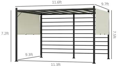 Beige Backyard Shade: 12x10 ft Outdoor Pergola with Retractable Canopy