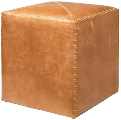 Buff Leather Small Ottoman