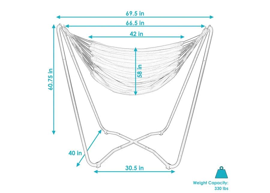 Sunnydaze Cotton Hammock Chair with Space Saving Steel Stand